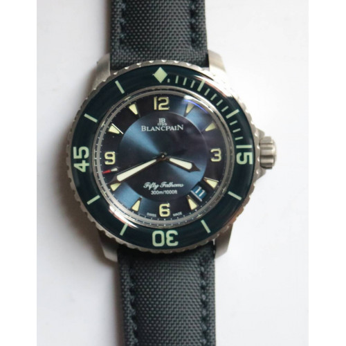Fifty Fathoms Blue Titanium 1:1 Best Edition Blue Dial Sail-canvas Strap A1315 ZF 