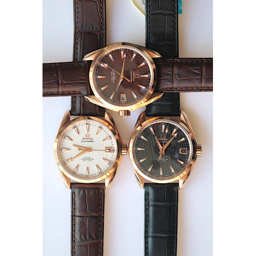 Omega Aqua Terra 38mm RG Black & White & Brown Dial Leather JHF A8501
