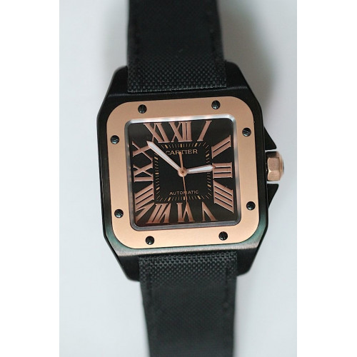 Cartier Santos 100 Men DLC/RG/NY Black