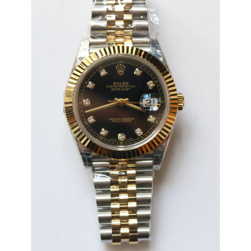 Rolex DateJust II Oyster Fluted Diamonds Marker Black Dial Jubilee Bracelet A2813