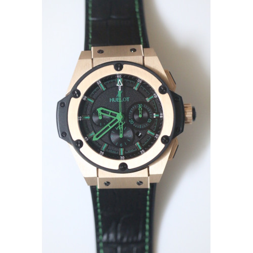Big Bang King Power RG Black Dial Green Hands Gummy Strap A7750