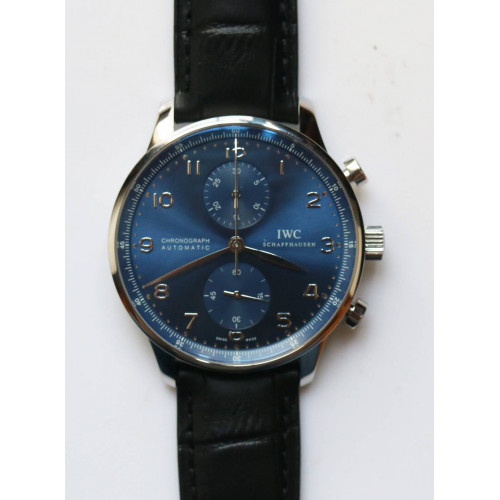 Portuguese IW371491 1:1 Best Edition SS Blue dial Black Leather Strap A79350 ZF V3 Slim Movement