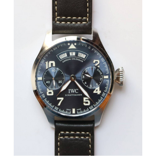 Big Pilot Real PR IW502703 SS 1:1 Best Edition Blue Dial Black Calfskin Strap A52850 YLF 