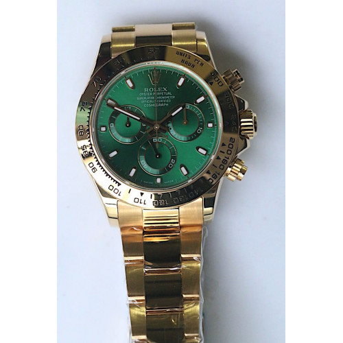 Daytona 116508 Full 18K Gold Wrapped Case Green & Black Dial Bracelet BP A4130