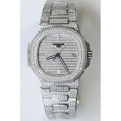 Nautilus Jumbo 5711 Full Diamonds Bracelet Miyota 9015