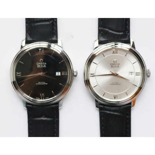 De Ville SS V2 1:1 Best Edition Black&Silver Dial Black Leather Miyota 9015 MKF