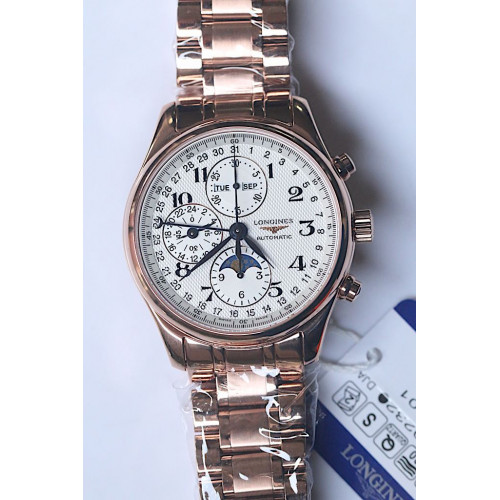 Master Moonphase Chronograph RG White Dial Bracelet YLF A7751 Free Leather Strap