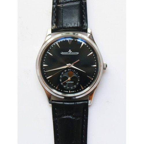 Master Ultra Thin Moon SS 1:1 Best Edition Black Dial Leather Strap A925 ZF