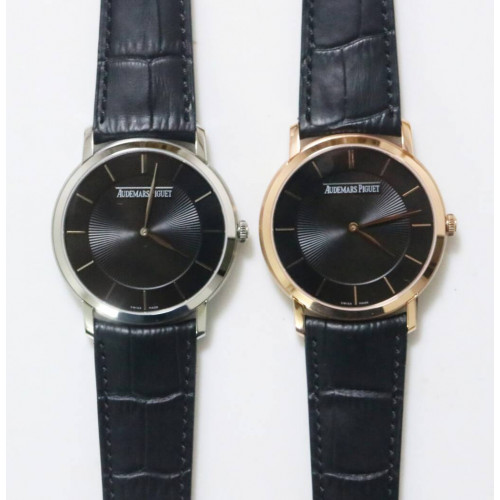 Jules Audemars Extra-Thin RG Leather Strap Black Dial Miyota 9015 