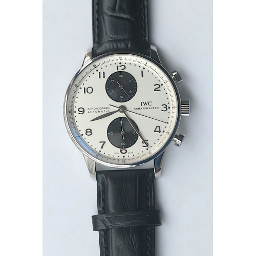 IWC Portuguese Chrono IW371411 Black Sub-Dial Silver Dial Leather ZF IWC79350 V2