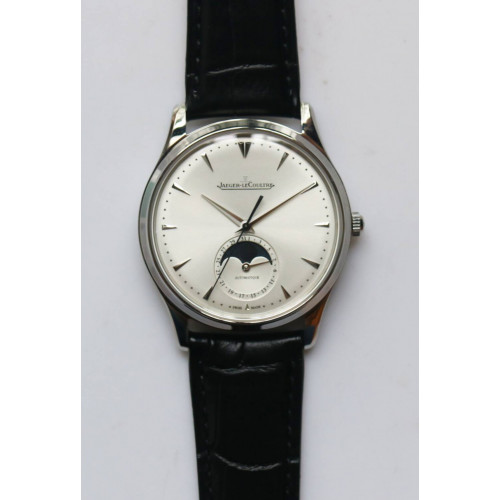 Master Ultra Thin Moon SS 1:1 Best Edition Silver Dial Leather Strap A925 ZF 