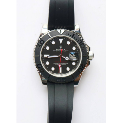 Yacht-Master 116655 SS 1:1 Best Edition Black Ceramic Bezel Oysterflex Rubber Strap SH3135 ARF
