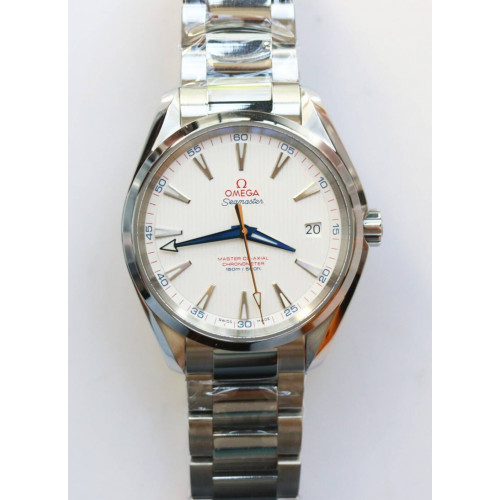 Aqua Terra 150M SS 1:1 Best Edition Deep Blue Hands White Textured Dial Bracelet VS8500 VSF 