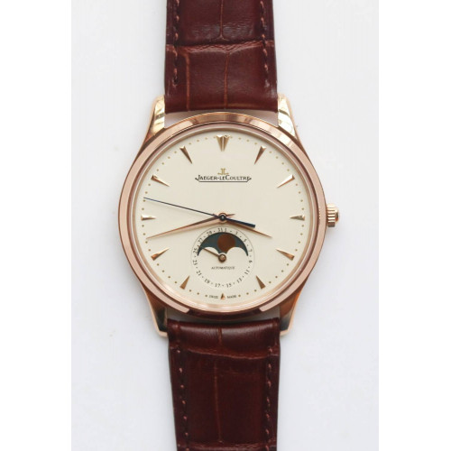Master Ultra Thin Moon RG 1:1 Best Edition Ivory White Dial Brown Leather Strap A925  ZF 