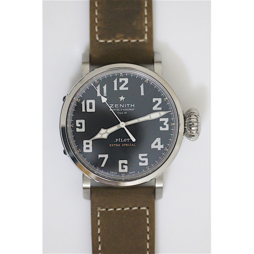 Zenith Pilot Type 20 SS Black Dial Asso Leather V6F A2824 or A2892