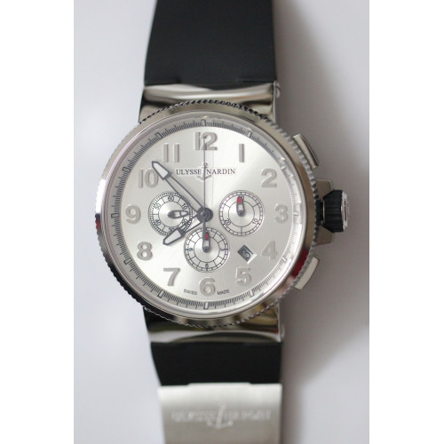 Marine Chrono Silver Dial Arabic Markers Rubber A7750