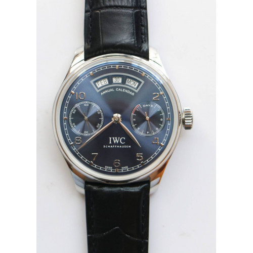 Portuguese Real PR Real Annual Calendar IW503502 1:1 Best Edition Blue Dial Leather Strap A52850 YLF 