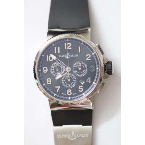 Marine Chrono Black Dial Arabic Markers Rubber A7750