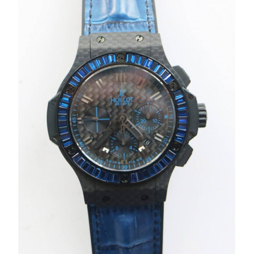 Big Bang All Black FC /Sq Blue Diam Black dial Blue Strap A7750 