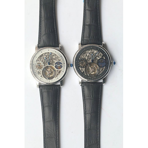 Cartier Skeleton Watch Black & White Dial Leather VF