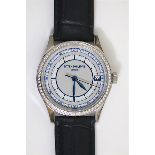 Calatrava 5296 Diamond Bezel Blue Dial Leather 324SC