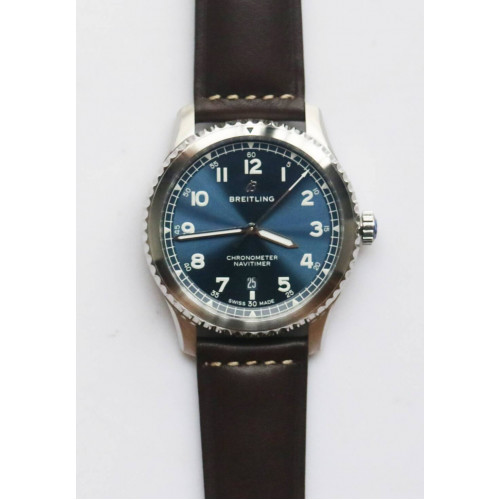 Navitimer 8 Automatic 41mm 1:1 Best Edition Blue Dial Leather Strap A2824 ZF 