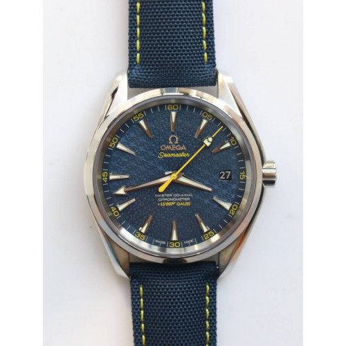 Omega Aqua Terra 15007 Gauss "Spectre" 1:1 Best Edition Blue Textured Dial Blue Nylon Strap A8507 Super Clone VSF  