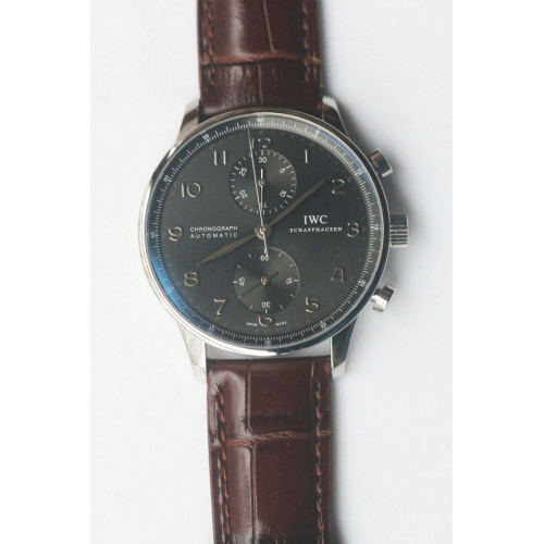 IWC Portuguese Chrono IW371431 Grey Dial Silver Marker Leather ZF A79350 V2