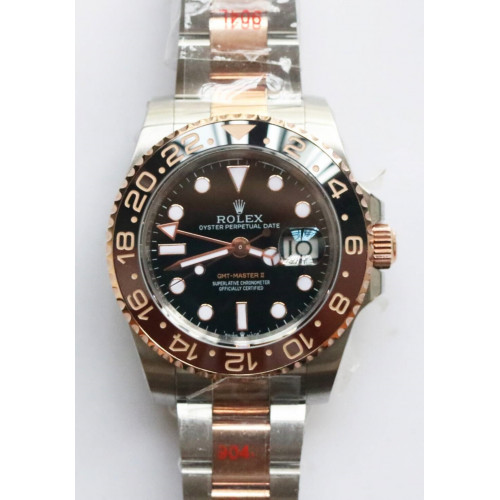 GMT-Master II 126711CHNR Real Black/Brown Ceramic Bezel 904L/RG Best Edition Black Dial 904L Bracelet A2836 GMF