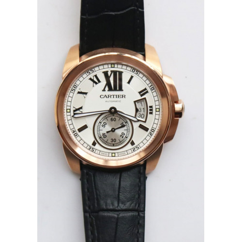Calibre de Cartier Diver RG  1:1 Best Edition White Dial  Black Rubber Strap 23J Movement JF