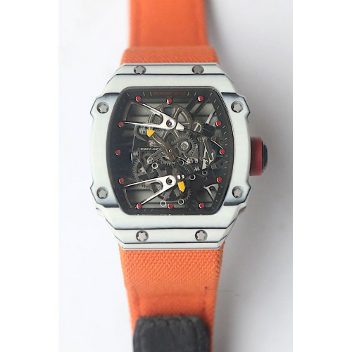 RM027-02 Rafael Nadal White Forge Carbon Bezel Skeleton Dial Orange Nylon Strap MIYOTA 6T51