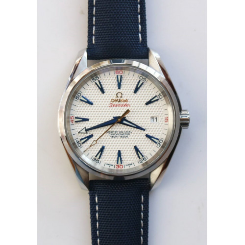 Aqua Terra Master Ryder Cup Edition 1:1 Best Edition White Textured Dial Blue Nylon Strap A8500 Super Clone  VSF