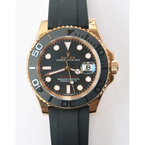 Yacht-Master 116655 RG 1:1 Best Edition Black Ceramic Bezel 904L Oysterflex Rubber Strap A2824 ARF 