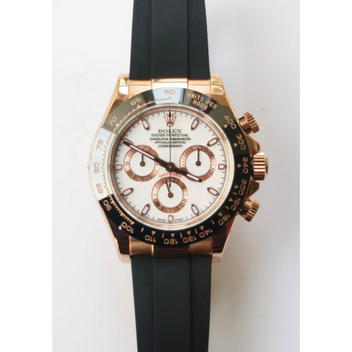 Daytona 116515 RG V2 1:1 Best Edition White Dial Black Rubber Strap A4130 Super Clone ARF