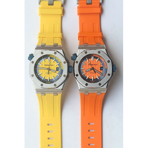 2017 Royal Oak Offshore Diver 15710 Orange & Yellow Dial XS Rubber Strap JF A3120 Free Rubber Strap
