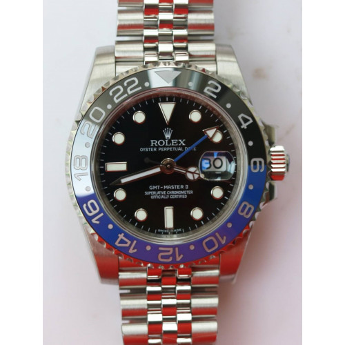 GMT-Master II 126710 BLRO Black/Blue Ceramic Bezel SS Black Dial SS Jubilee Bracelet A2836 