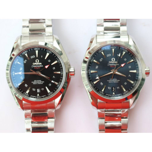 Aqua Terra 150M GMT SS 1:1 Best Edition Blue&Black Textured Dial SS Bracelet A8605 Super Clone VSF 