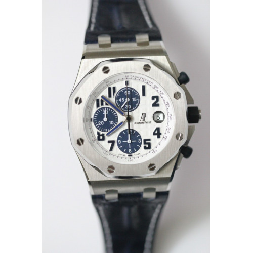 Royal Oak Chronograph White/Blue Leather JF A7750