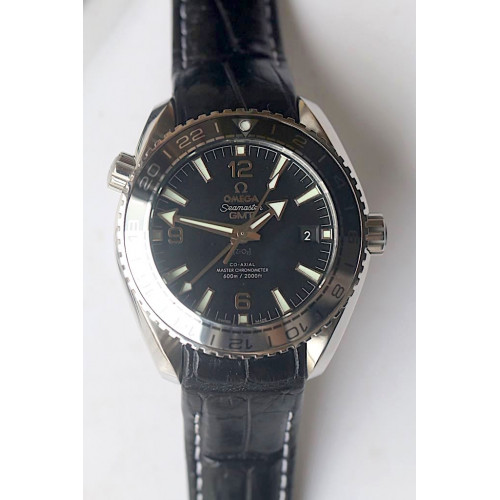 Omega Seamaster GMT 600M Black/Silver Ceramic Bezel Silver Number Black Dial Leather BP A8906