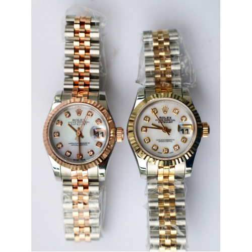 Rolex DateJust 26mm RG&YG TT MOP Dial Diamonds Marker TT Bracelet ETA2671