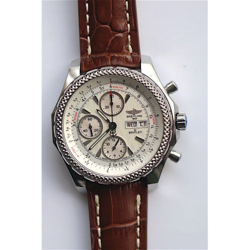 Breitling Bentley GT 44mm White Dial Brown Leather BP A7750