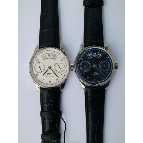IWC Portuguese IW503502 Real PR Real Annual Calendar Blue & White Dial Black Leather Strap ZF A52850