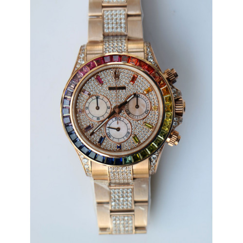 Rolex DayTona 116595RBOW Rainbow Crystal Bezel Diamond Dial RG Bracelet BP A4130