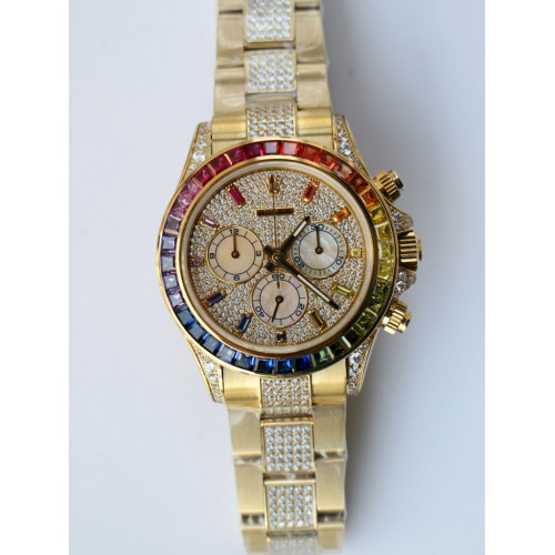 Rolex DayTona 116595RBOW Rainbow Crystal Bezel Diamond Dial YG Bracelet BP A4130