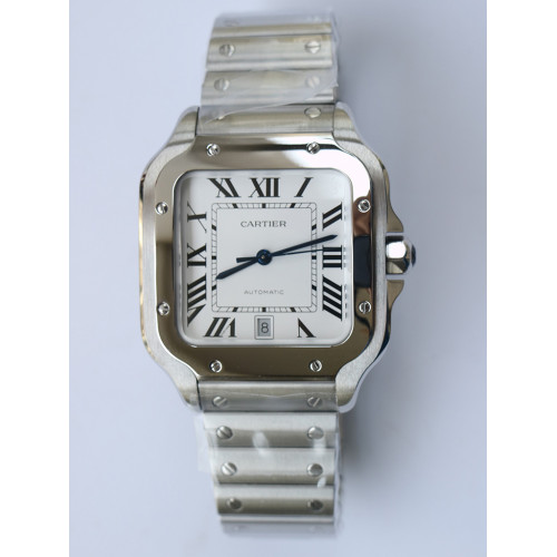 Santos de Cartier 40mm 2018 White Dial SmartLinks Bracelet Free Leather Strap MIYOTA 9015 GF