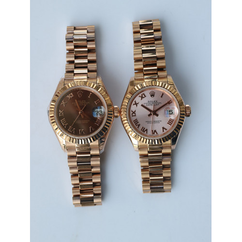 DateJust 28mm 279174 RG Oyster Fluted Roman Markers Brown & Pink Dial Bracelet BP A2671