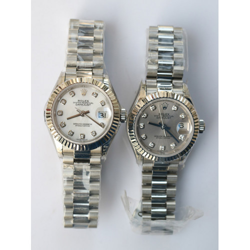 Datejust 28mm Oyster Fluted MOP & Silver Dial President Bracelet