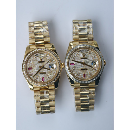 Rolex Day-Date 40mm YG Crystal&Diamond Bezel Crystal Marker Diamond Dial Bracelet BP A2836
