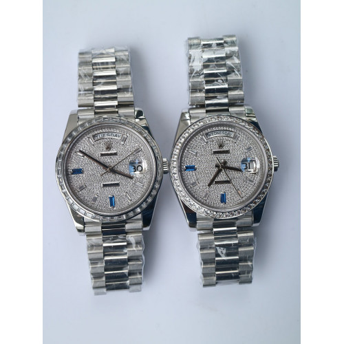 Rolex Day-Date 40mm SS Crystal&Diamond Bezel Crystal Marker Diamond Dial Bracelet BP A2836