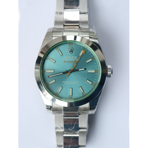 Rolex Milgauss 116400 904L SS Blue Dial Bracelet DJF A2836 Real Green Sapphire Crystal